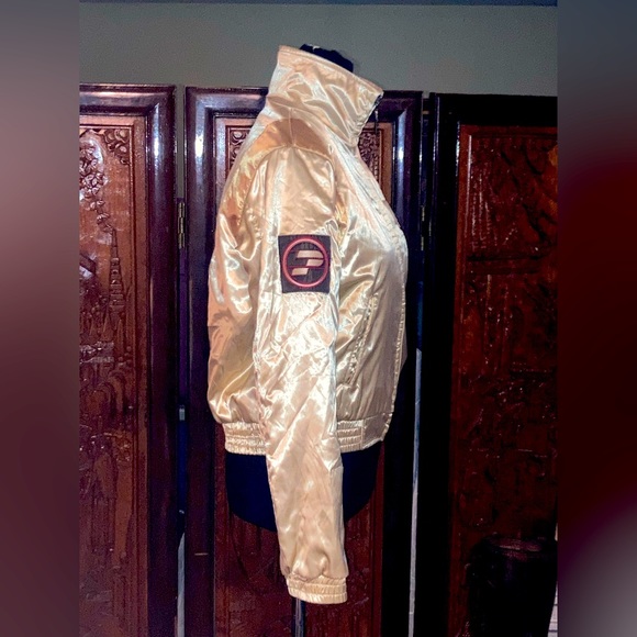 🎊💕Rare!! Vintage Nylon Satin Reversible Bomber Jacket - Picture 10 of 11